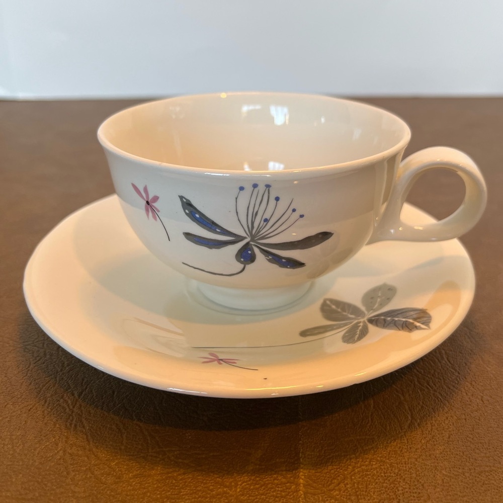 Rare Find MCM Vintage Cup, Saucer Set by Eva Zeisel, Hallcraft Caprice Pattern